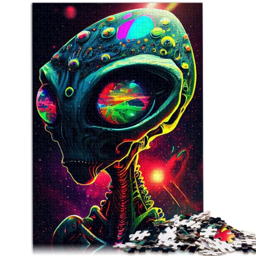 Puzzle Paint Alien 1000-teiliges Puzzle für Erwachsene, Holzpuzzle, pädagogische Herausforderung, Spielzeug-Puzzle, Lernspiele, Stressabbau-Puzzle (50 x 75 cm)