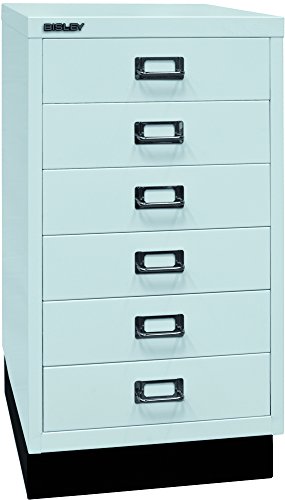 BISLEY MultiDrawer, 29er Serie mit Sockel, DIN A3, 6 Schubladen, Metall, 645 Lichtgrau, 43.2 x 34.9 x 67 cm