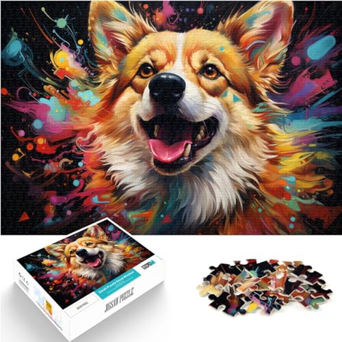 Puzzle, Lernspiele, farbenfrohes psychedelisches Corgi-Puzzle für Erwachsene und Ren, 1000 Teile, Holzpuzzle, Stressabbau-Spielzeug, 1000 Teile (50 x 75 cm)