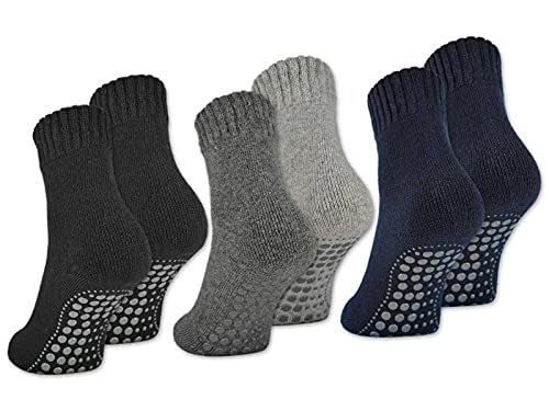 2 | 4 | 6 Paar ABS Socken Herren Anti Rutsch Socken mit Wolle 21463 (Farbmix 6 Paar 43-46)