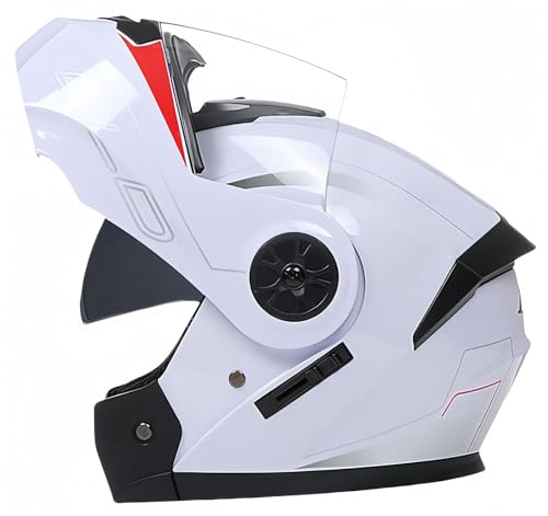 Klapphelm mit Doppelvisier, Integral-Motorradhelm, beschlagfrei, Motorrad-Roller-Helm, Doppelspiegel, Herren-Damen-Helm, ECE-geprüft Y,XL61-62CM