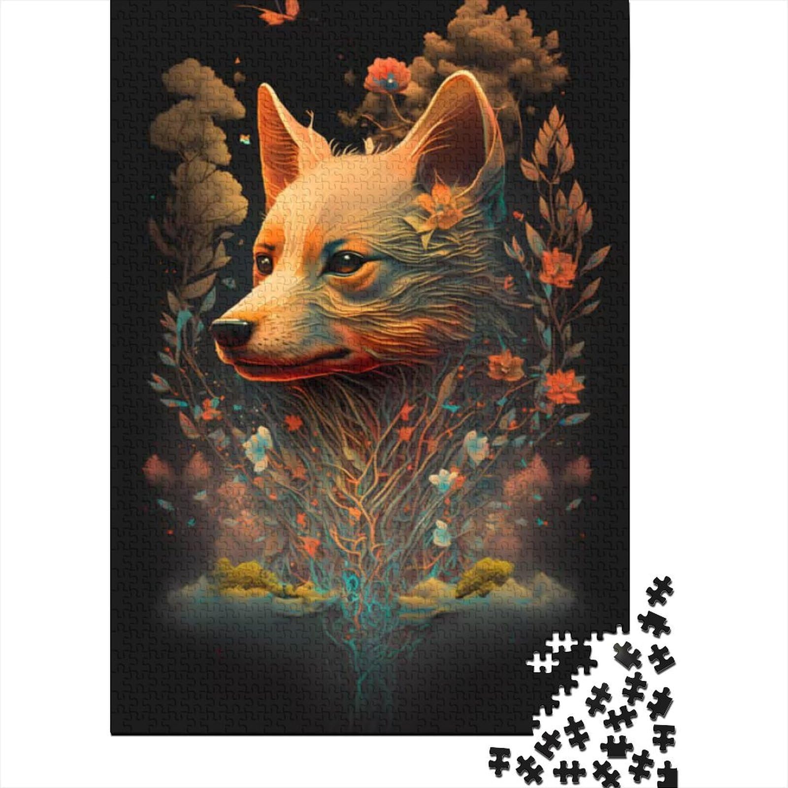 Shiba Inu-Hund Holzpuzzle Puzzles für Erwachsene Teenager 1000 Puzzles für Erwachsene 1000 Teile für anspruchsvolles Puzzlespiel und Familienspiel (Größe: 75 x 50 cm)