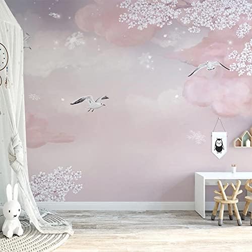 Handgemalte Verträumte Wolke Rosa Romantische Kirschblüte Kinderzimmer 3D Tapeten Wanddekoration Fototapete Sofas Wohnzimmer Wandbild Schlafzimmer-430cm×300cm