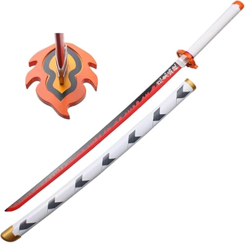 MAUXpIAO Demon Slayer Katana Tanjiro Zenitsu Inosuke Rengoku Katana Schwert Holz Ninja Schwert Anime Cosplay Holzschwert Anime Lovers Cosplay Katanas Requisiten Dekoratives Spielzeug ABS /104cm scharf