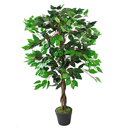 Leaf AZ-FICUS Künstlicher Ficus-Baum/Pflanze, 110 cm Twist Ficus, realistisch