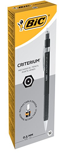 BIC Druckbleistift CRITERIUM, 0.5 mm, HB, inkl. 3 Minen, Schachtel à 12 Stück, schwarz