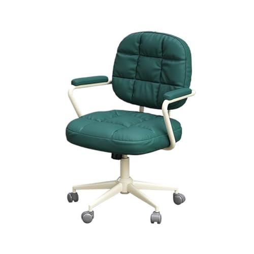 Zhaoj24-05 Bürostuhl Ergonomischer Bürostuhl, ergonomischer Stuhl mit Rollen, kleiner moderner Chefsessel aus Leder for Büro, Besprechungszimmer, Arbeitszimmer Schreibtischstuhl(Green)