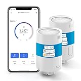 Meross WLAN Heizungsthermostat kompatibel mit HomeKit, smartes Heizkörperthermostat benötigt Hub, kompatibel mit Siri, Alexa und Google, M30*1,5mm, 2pcs