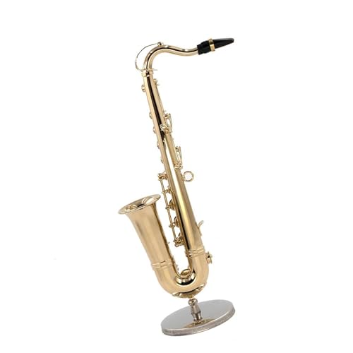 Miniatur-Tenorsaxophon-Modell Aus Kupfer Mit Unterstützung Für Mini-Musikinstrumente Musikinstrumente Miniatur (Size : 16cm)