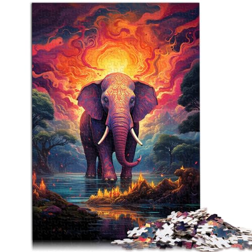 Puzzlespiele Indischer Elefant, 1000-teiliges Puzzle aus Holz, jedes Teil ist einzigartig – anspruchsvolles, unterhaltsames Spiel für die ganze Familie, 1000 Teile (50 x 75 cm)