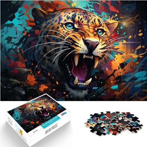 Puzzle, Fantasie-Farbkunst, Overlord-Leopard, schwieriges, anspruchsvolles Puzzle, 1000-teiliges Holzpuzzle, tolles, 1000 Teile (50 x 75 cm)