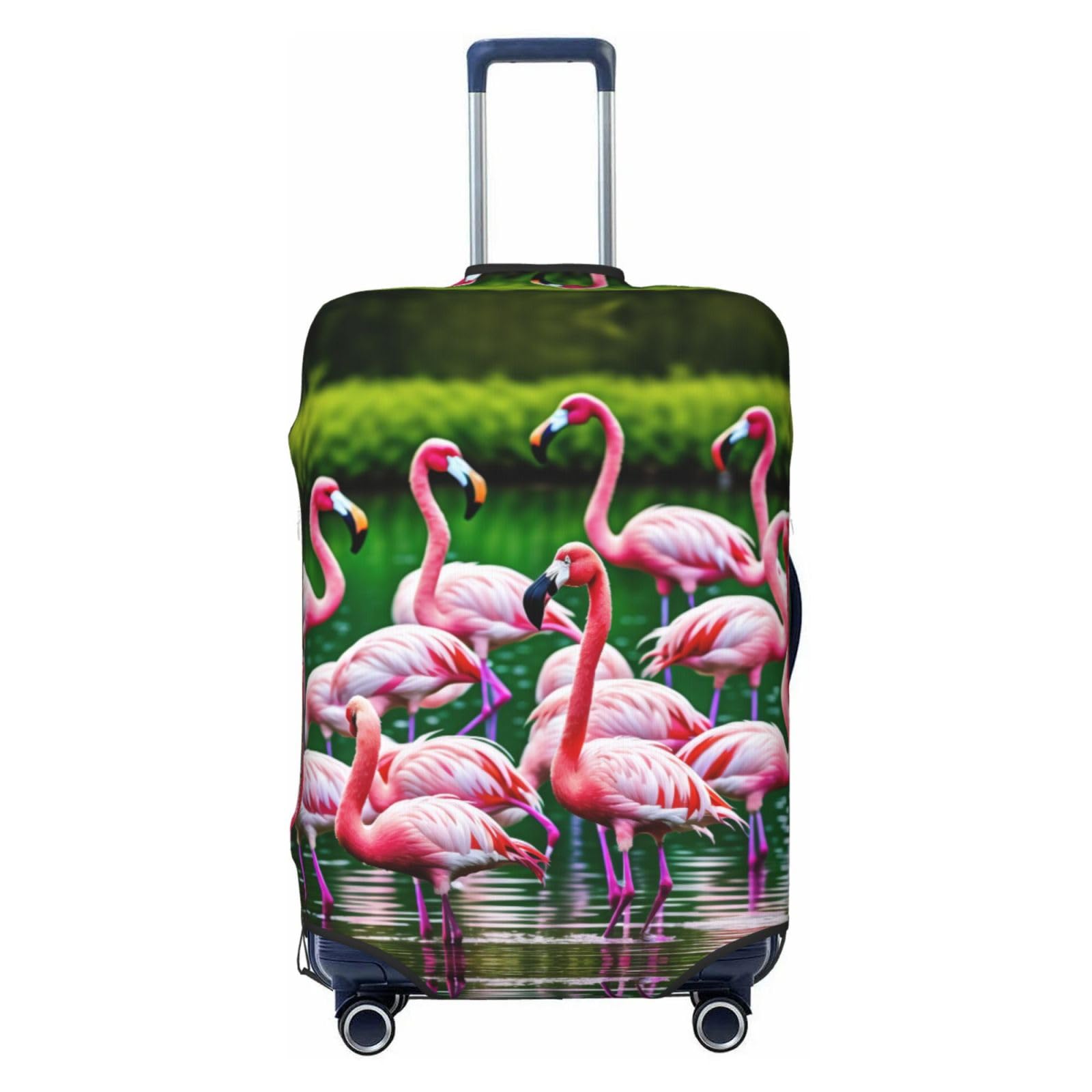 Miniks Reisegepäckabdeckung, Motiv: Flamingos im Wasser, strapazierfähig, passend für 45,7 - 81,3 cm große Gepäckstücke, Schwarz, Large