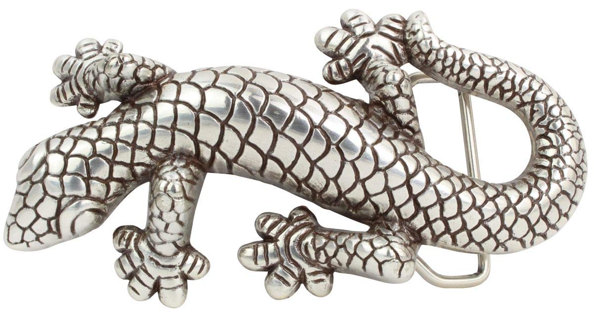 BELTINGER Gürtelschnalle Delux Gecko 4,0 cm | Buckle Wechselschließe Gürtelschließe 40mm Massiv | Wechselgürtel bis 4cm | Silber