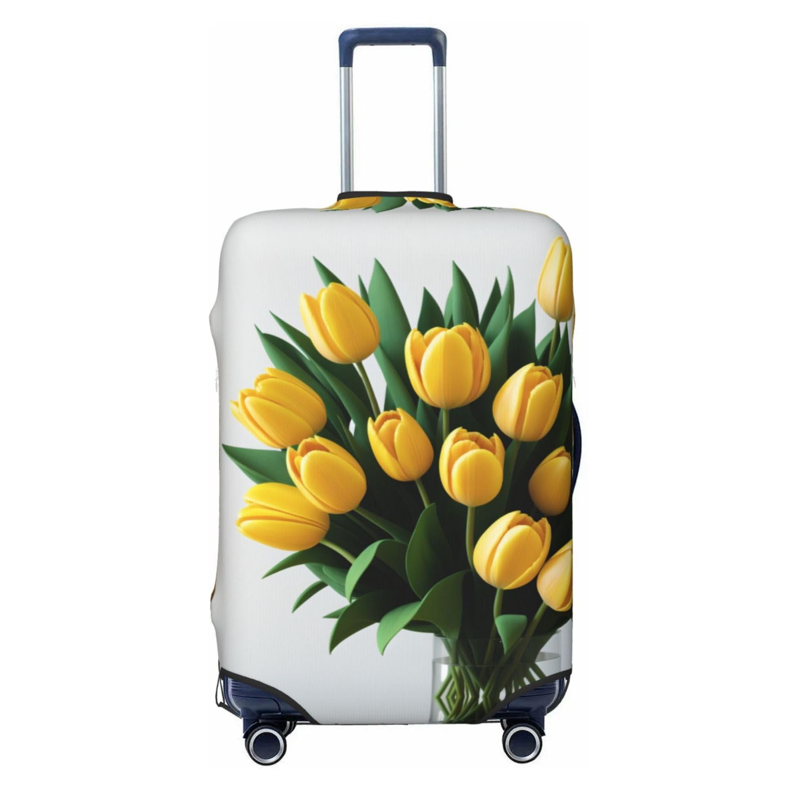 Miniks Reisegepäckhülle mit Tulpen und Blumen, strapazierfähig, passend für 45,7 - 81,3 cm große Gepäckstücke, Größe XL, Schwarz, X-Large