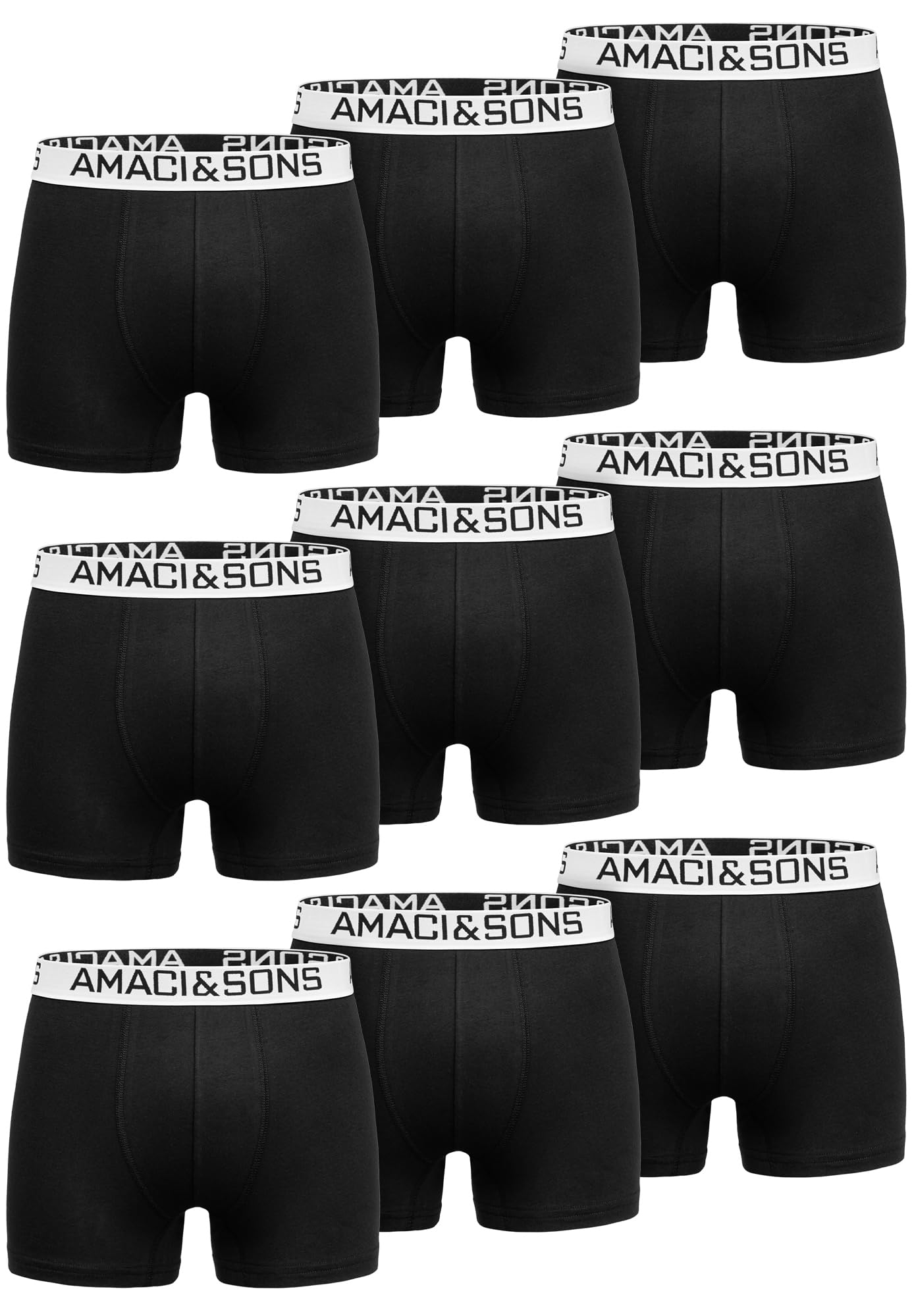 Amaci&Sons Herren Boxershorts Baumwolle 9er Spar-Pack Männer Unterhose Unterwäsche 9x9005 Schwarz/Weiß 3XL