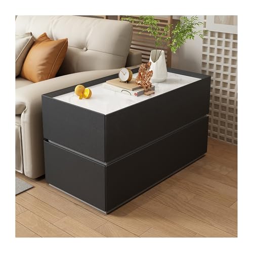 FUHAI-666 Massivholz Sofa Beistelltisch Ecktisch Moderne Einfache Wohnzimmer Lagerung Sideboard Haushalt Nachttisch(Schwarz,80x30x60cm)