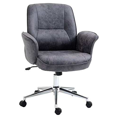 Vinsetto Bürostuhl Schreibtischstuhl höhenverstellbarer Drehstuhl ergonomischer Arbeitsstuhl mit Wippenfunktion modern schick Belastbar bis 120 kg Mikrofaser Dunkelgrau 67 x 69 x 92-102 cm