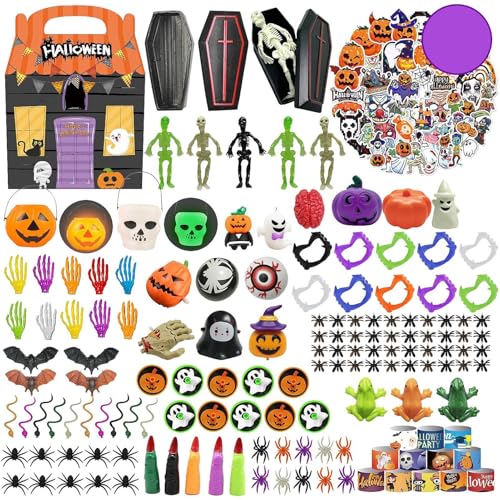 Halloween Fidget Toys Set,Halloween Squeeze Toys für Kinder, 200 Stück Fidget-Partygeschenke für Kinder, Halloween-Set, für Ostereierkorbfüller, Geschenktüten, -Füller, kleine Spielzeug-Klassenzimmerp