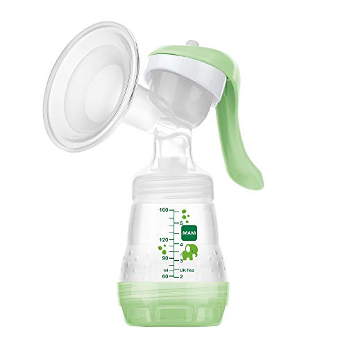 MAM Handmilchpumpe - Komfortable und kompakte Milchpumpe für effizientes, schonendes Abpumpen - Handpumpe für Muttermilch inkl. 1 x MAM Easy Start Anti-Colic Flasche