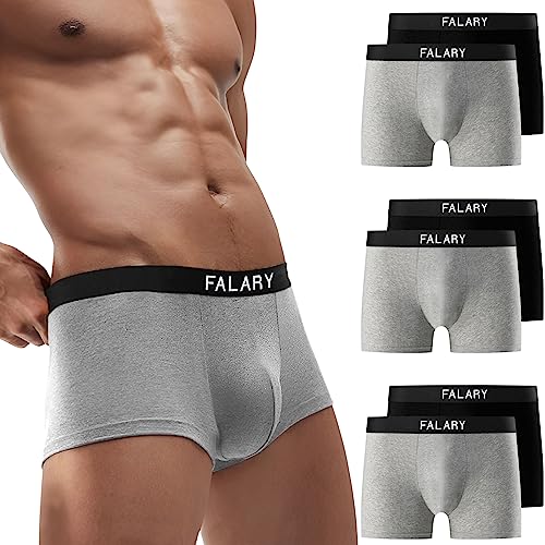 FALARY Boxershorts Herren Unterhosen Männer Baumwolle Retroshorts Shorts UnterwäSche Boxer Ohne Kratzenden Zettel 6er Pack Sportunterhosen für Herren（Schwarz/Grau,XL）