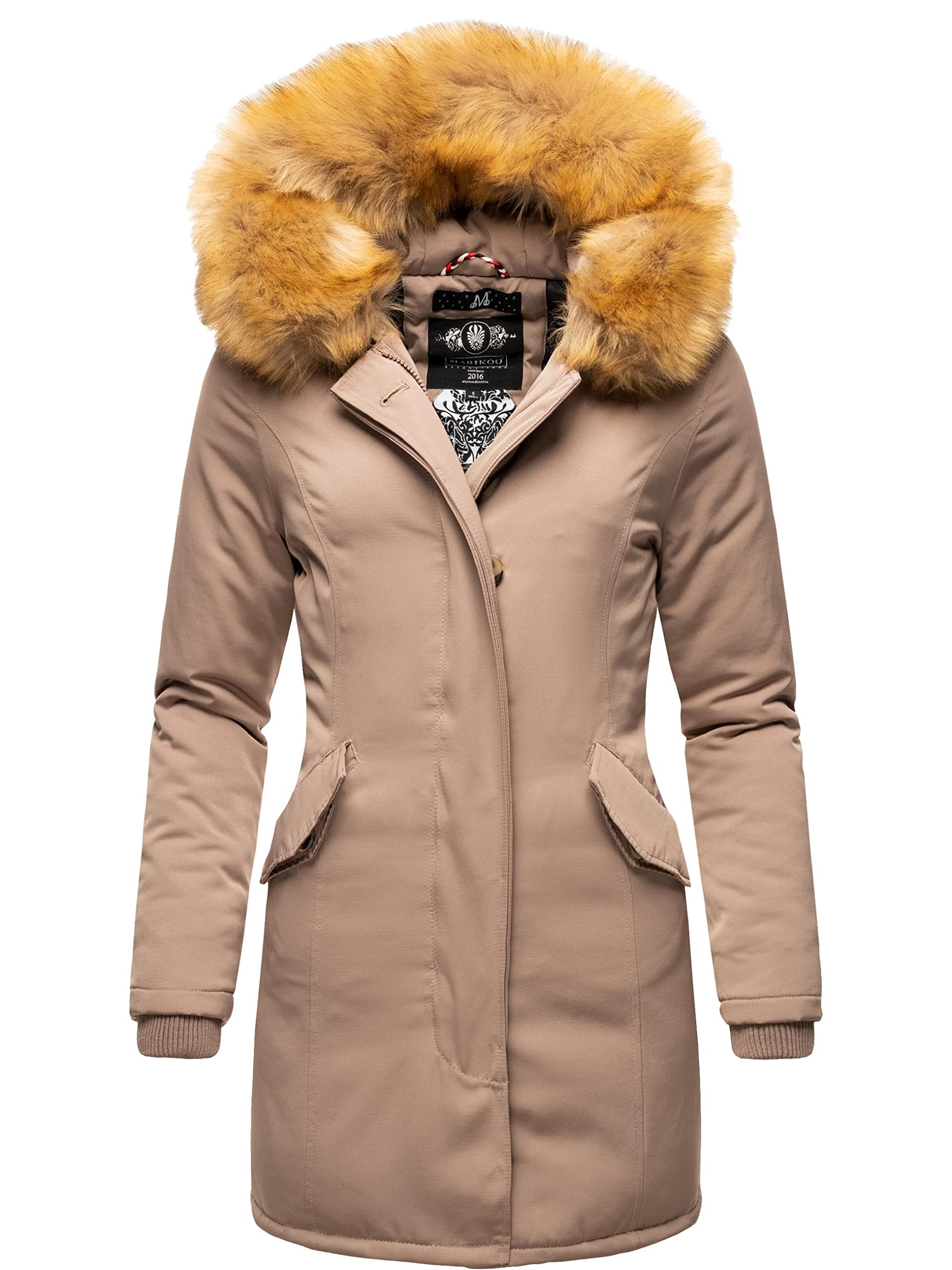 MARIKOO Damen Winter Kurzmantel Karmaa Taupe Gr. L