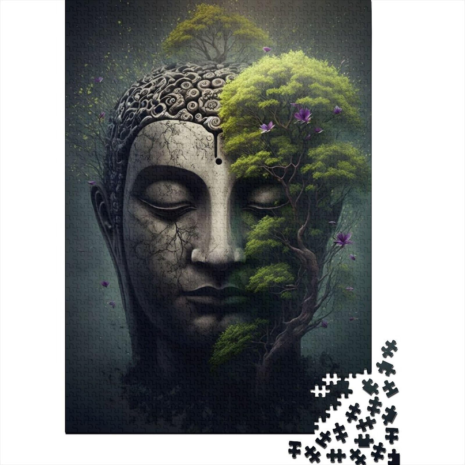 Buddha in der Natur für Erwachsene, 1000-teiliges Puzzle, 1000-teiliges Puzzle für Erwachsene, Puzzle, Lernspiele, Heimdekorationspuzzle. (29,53 x 19,69 Zoll)