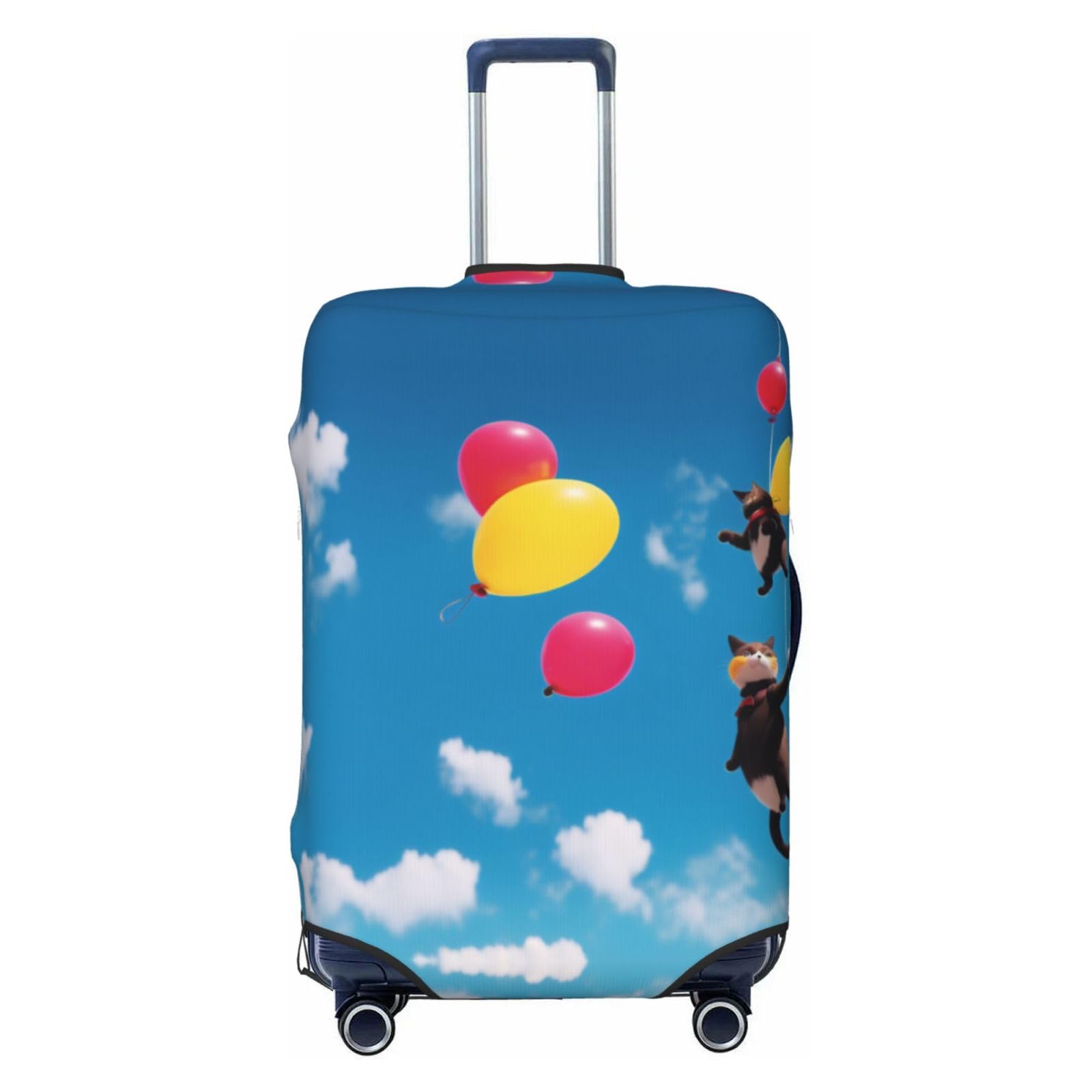 Miniks Reisegepäckhülle mit Katzen und Luftballons, strapazierfähig, passend für 45,7 - 81,3 cm große Gepäckstücke, Größe XL, Schwarz, X-Large