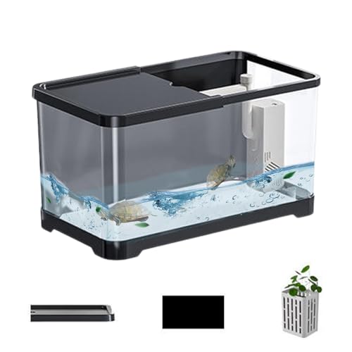 Kleines Aquarium, Starter-Set für Aquarium, Deko-Set für kleines Salzwasser | Kreative Fischtanks | Fische mit Korb für Goldfische, Guppy, Garnelen