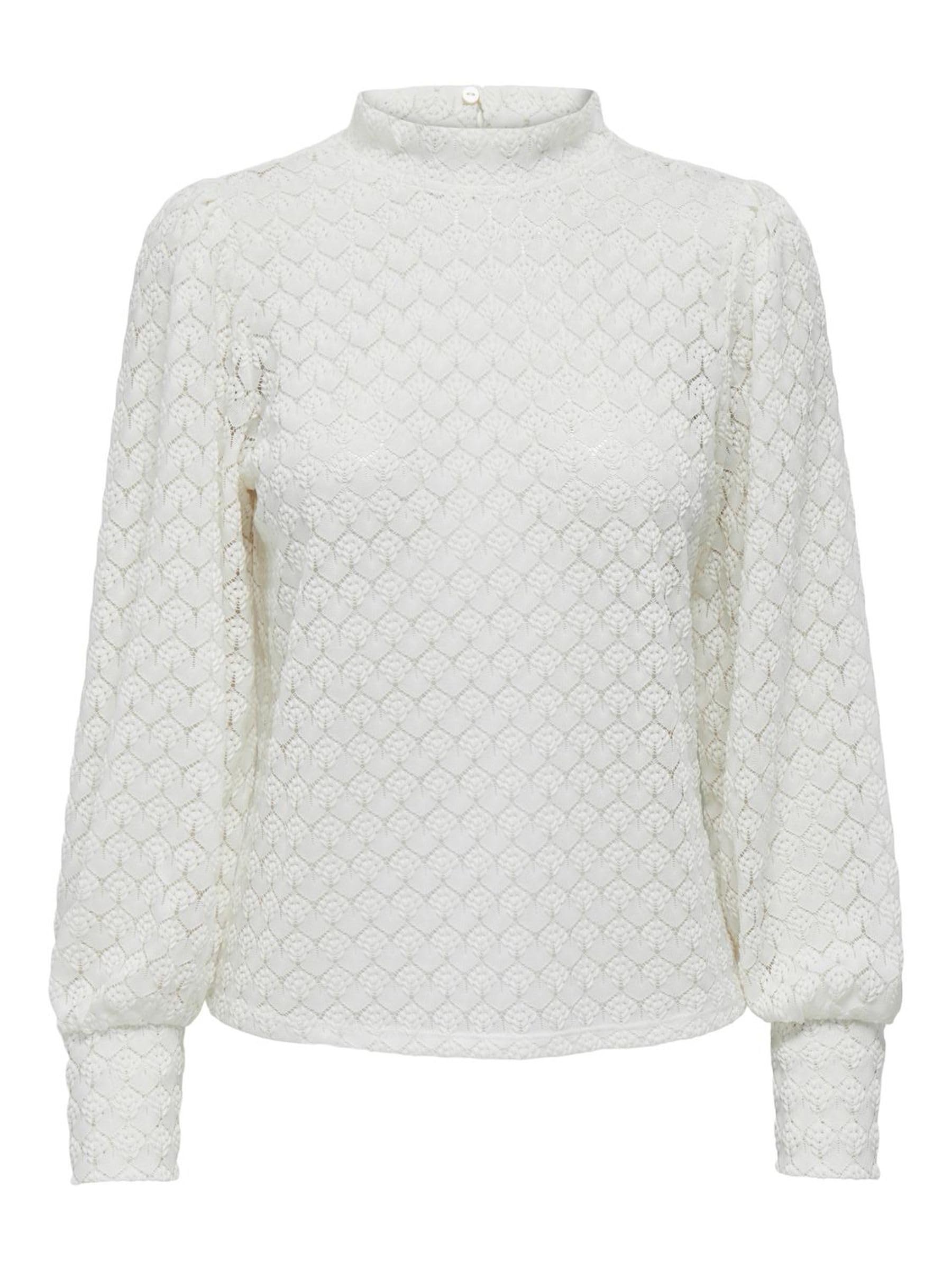 JdY Damen JDYAVERY L/S LACE TOP JRS NOOS Langarmshirt, Cloud Dancer, M