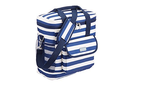 KitchenCraft We Love Summer Nautik-Design Mittlere Kühltasche, 12 L (2,5 gal) - Marineblau/Weiß