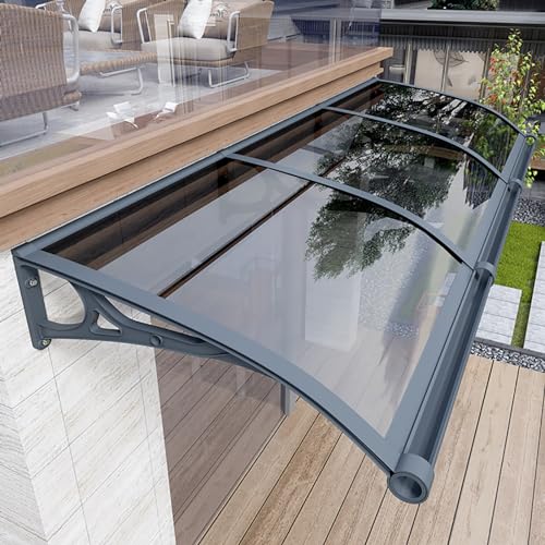 Pultvordach Aus Polycarbonat, Regenschutz Rundbogenvordach, Schützt Vor Regen, Schnee Und UV-Strahlen, Fenstermarkise Aus Aluminiumlegierung, Anti-Schnee Kein Geräusch Design(L60*W300cm/L24*W118in)