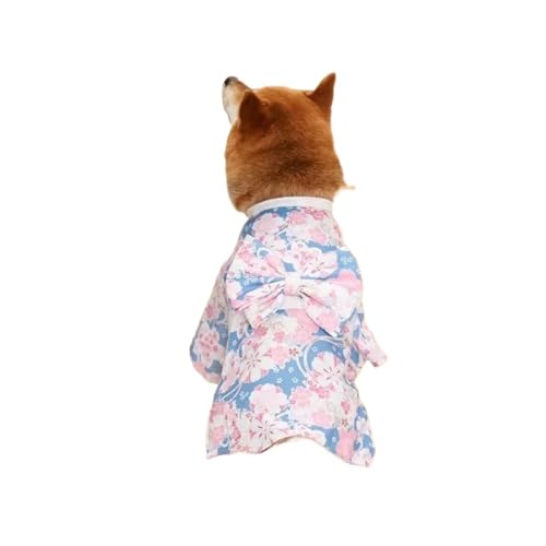 Dünner Katzen- und Hundemantel, Kimono, Sommer, Haustierkleidung für Katzen und Hunde, niedlicher Druck mit Schleife, Sphynx-Kleidung, Outfit (Blau, 3 Stück, 2,5–4 kg)