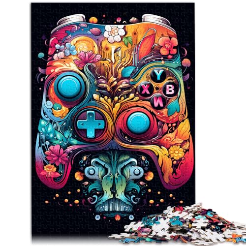 Puzzles, Geschenke, Spielzeug, Bunter Psychedelischer Gamecontroller, 1000 extragroße Teile, Holzpuzzle, tolle Geschenke für Weihnachten, 1000 Teile (50 x 75 cm)