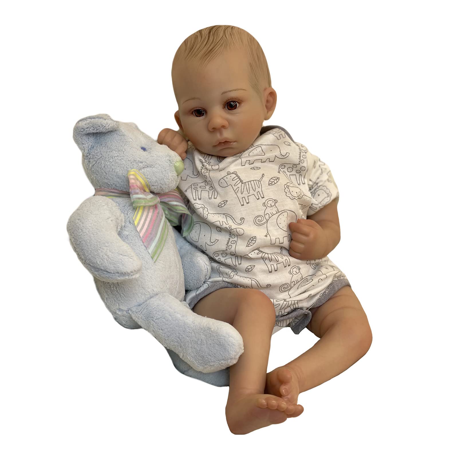 WELLDOER 20-Zoll Babykuscheltier Realistisches Kleinkindmädchen Hübsches Spielzeug Geöffneten Neugeborene