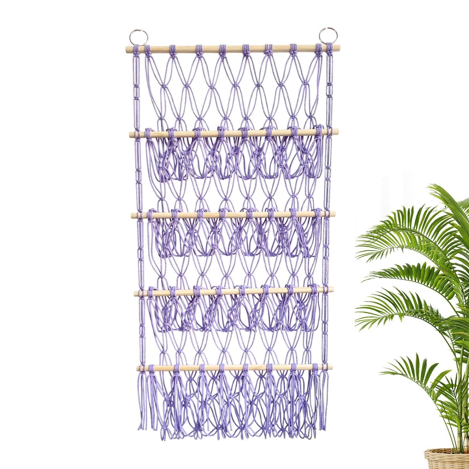 Plüschtiernetz - Aufbewahrungsregal für Plüschtiere | 4-lagiger Boho Organizer | Makramee Aufbewahrungsnetz | Boho Aufbewahrungslösung | zur Aufbewahrung von Spielzeug