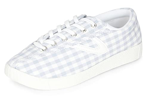 TRETORN Nyliteplus Canvas Sneakers Damen Schnürschuhe Casual Tennis Schuhe Klassischer Vintage Stil, Graues Gingham, 41 EU