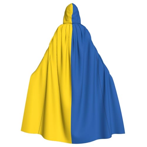 WURTON Flagge der Ukraine Druck Halloween Kapuzenumhang Kostüm für Karneval Mottoparty Decora Hexe Vampir Kostüm