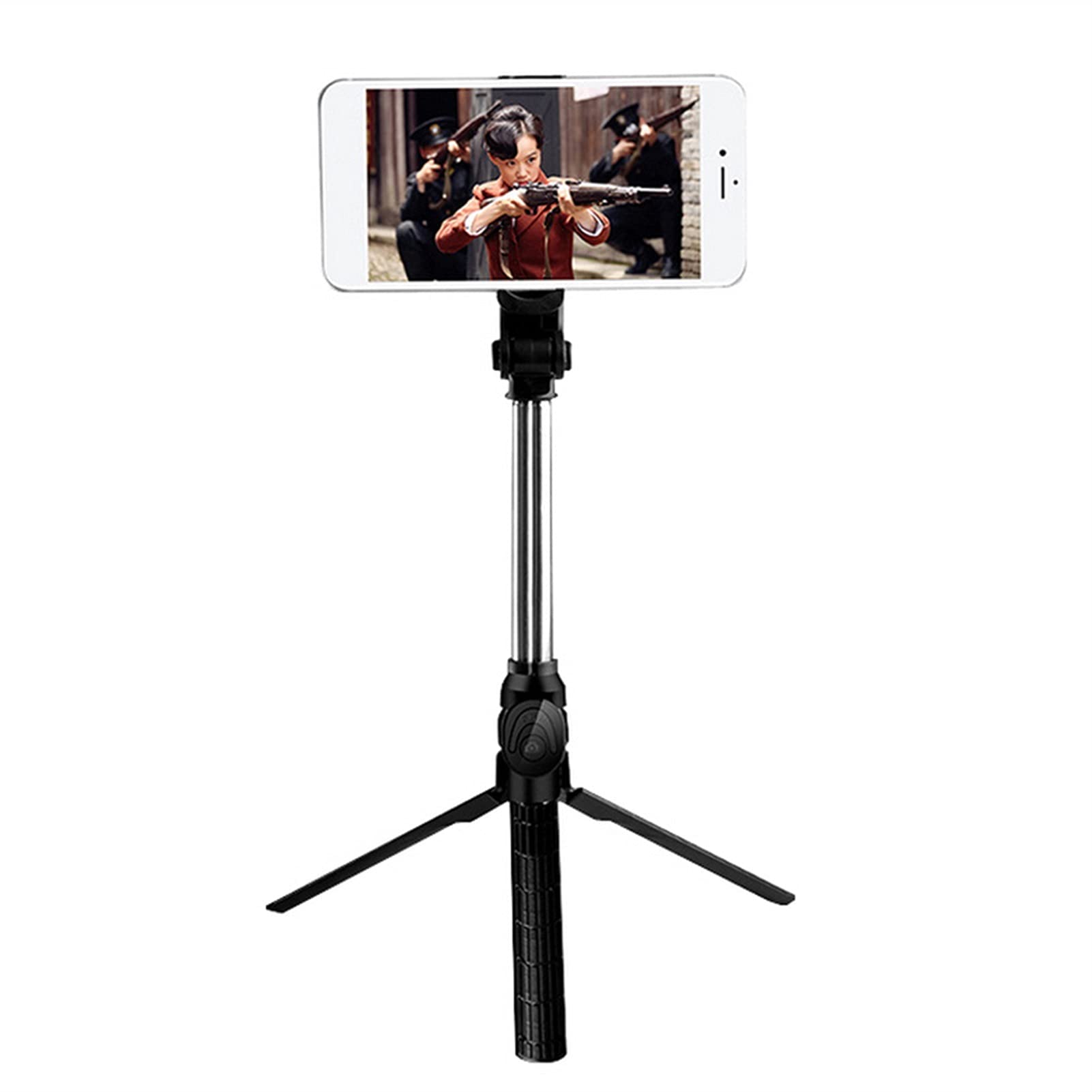 SCRUBY 2-in-1-Selfie-Stick und Stativ, multifunktionaler BT-Selfie-Stick, tragbares, verstellbares Stativ zum Fotografieren (schwarz)