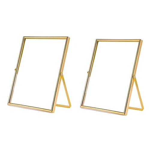 Yunnaty Gold Floating Bilderrahmen Set Von 2, Geschenk Metall Glas Fotorahmen, für die Vertikale, Dauerhafte Tischplatzierung.