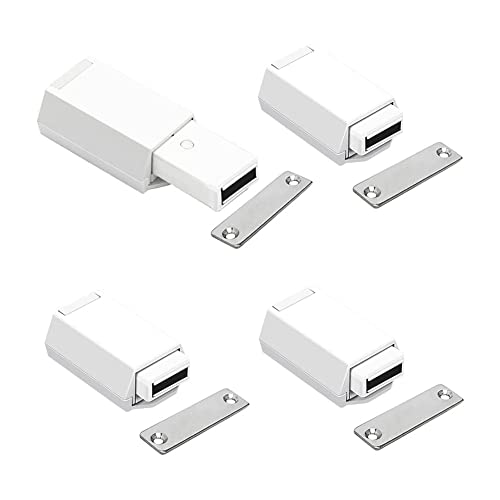 KEALBAUS Heavy Duty Push To Open Cabinet Hardware 4PC Magnetic Push Latch & Lock für Door Touch Latches RV Closet Metal White