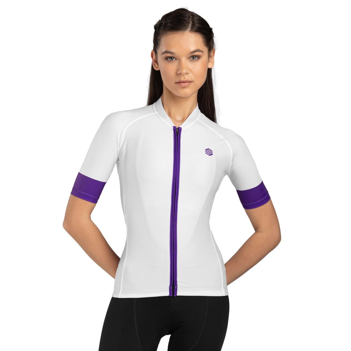 SIROKO - Radtrikot für Damen M2 Malbun - L - Weiß/Violett