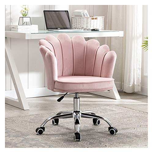 Bürostuhl Samt Büro Schreibtischstuhl Home Office Schreibtischstühle Drehrad Verstellbarer gepolsterter Schminkstuhl für Arbeitszimmer Wohnzimmer Schlafzimmer Weiß Auf der Suche nach Glück (Pink One