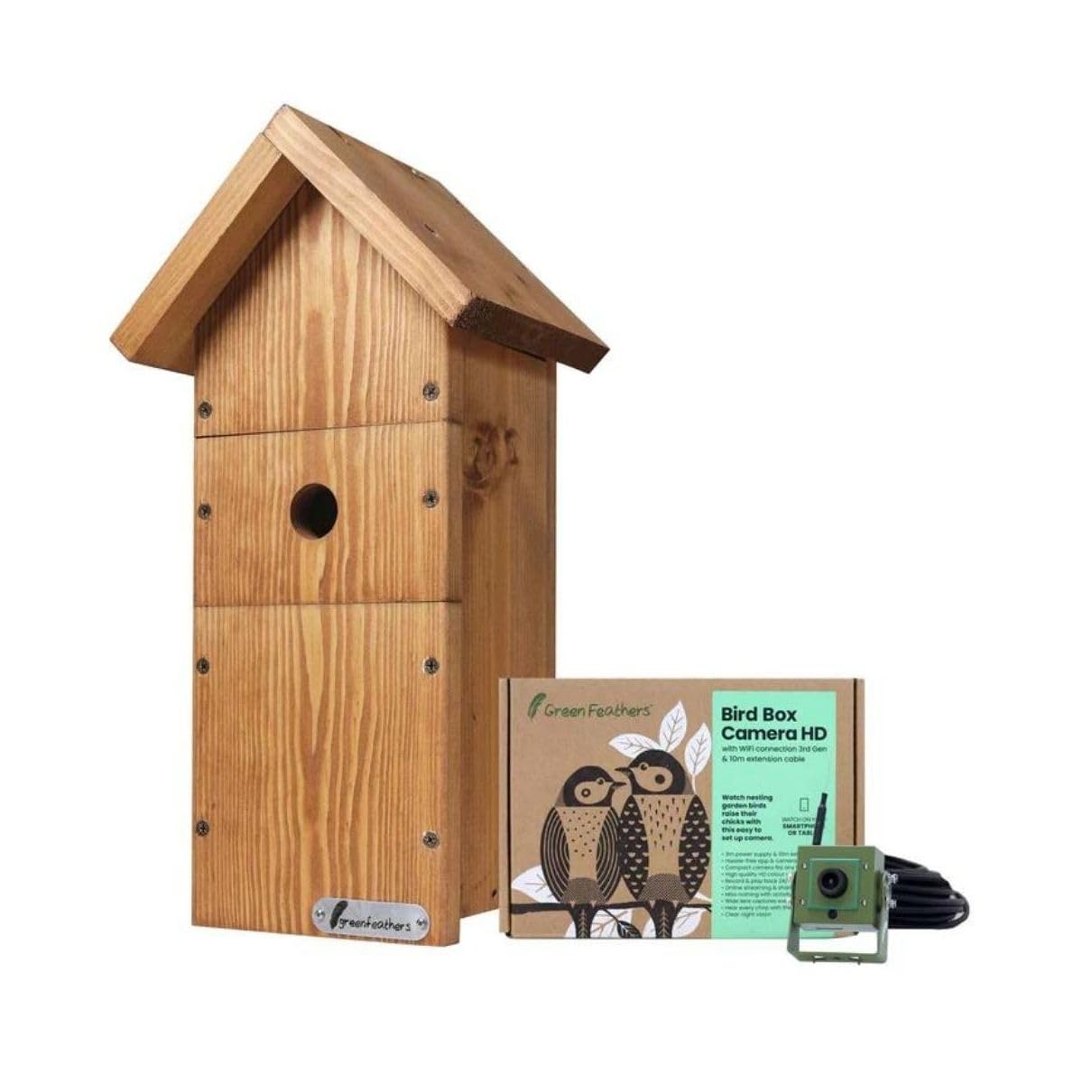 greenfeathers Green Feathers - Komplettset Vogelhaus mit Kamera WiFi