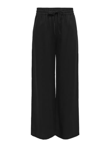 JdY Damen JDYSAY Linen HW Wide Pant WVN NOOS Leinenhose, Black, S x 32L