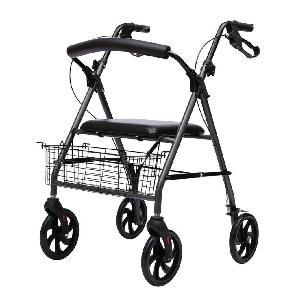 Rollator für ältere Menschen, Aluminium, faltbarer Rollator, Mobilitätshilfe, Einkaufswagen, Trolley mit Sitz und Handbremse, Rollator für ältere Menschen, schmales Gehgestell