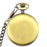 Taschenuhr und Kette, 37 cm Anhängerkette, glatter Stahl, mechanische Taschenuhr, Vintage-Stil, römische Zahlen, Zifferblatt, Anhänger, Taschenuhr, Geschenke, Uhr, Geschenke, Vatertag ( Color : Gold )