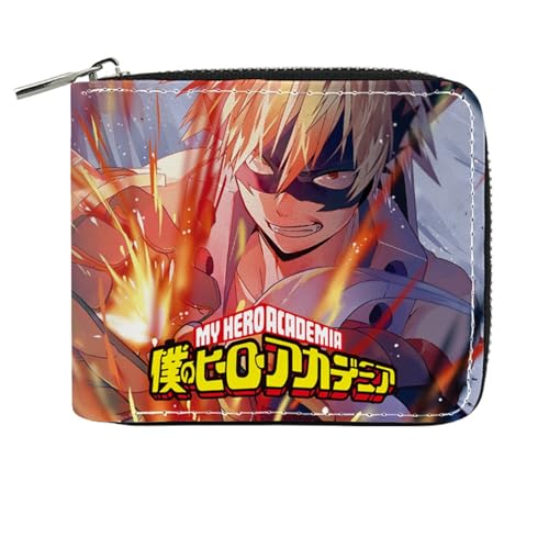 RYNDEX My He-ro Academ-ia Anime Wallets, Geldbörse Leder mit Reißverschluss, Mädchen Geldtasche mit Münzfach und Geldscheinfach(Color:Multicolor 14)