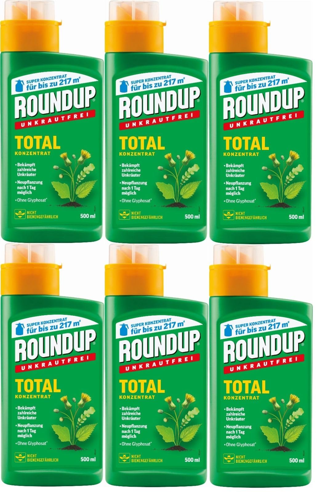 6 X 500ml Roundup®Unkrautfrei Total Konzentrat