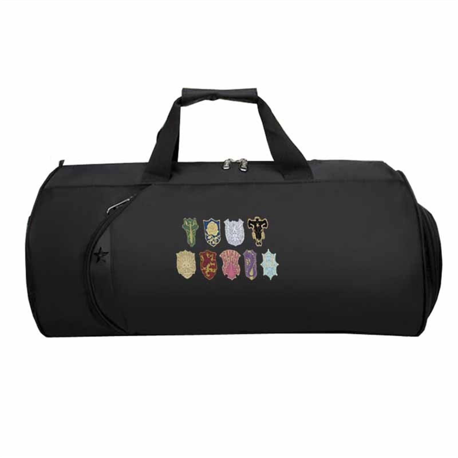 Black Clov-er Reisetasche HandgepäCk, Faltbare Reisetasche HandgepäCk, HandgepäCk Unisex G.ym Wochenendtasche Flugzeug(Black 12)