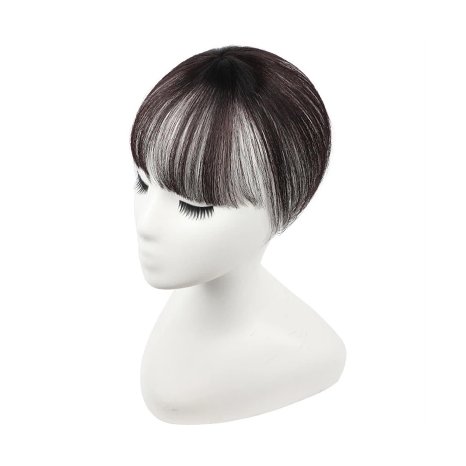 Pony Extension für Damen 3D natürliches Echthaar, Fransen, Clip-Ins, Pony, transparente Spitze, Air Bangs, brasilianisches Haar for Frauen Fringe Bangs(Mocha Brown)